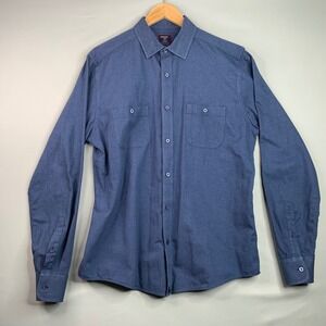 UNTUCKit Mens Slim Fit Long Sleeve Button Down Shirt - LARGE Blue